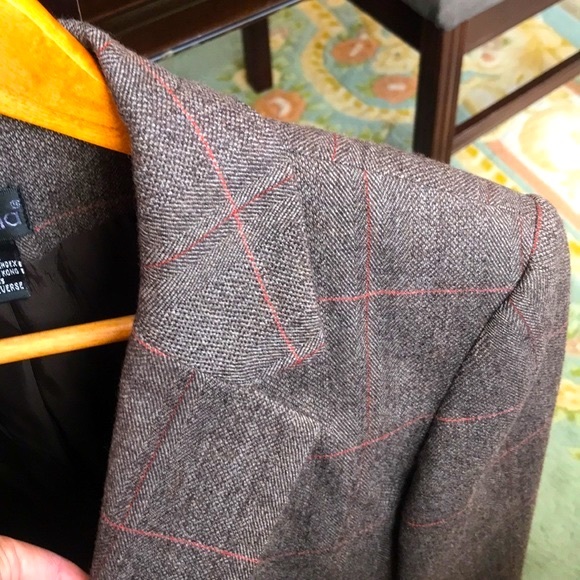 Wool Grid Pattern Blazer - Picture 2 of 3